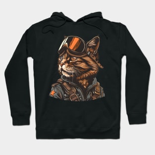 Retro  Raptor Cat Fighter Jet Pilot Cat Aviator Cat Air Force Pilot Hoodie